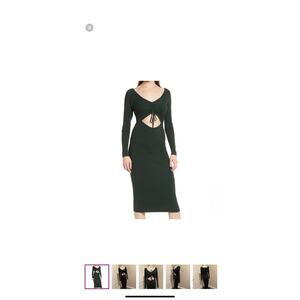 NWT All In Favor Ribbed Cutout Midi Dress - Pine Green (XS)